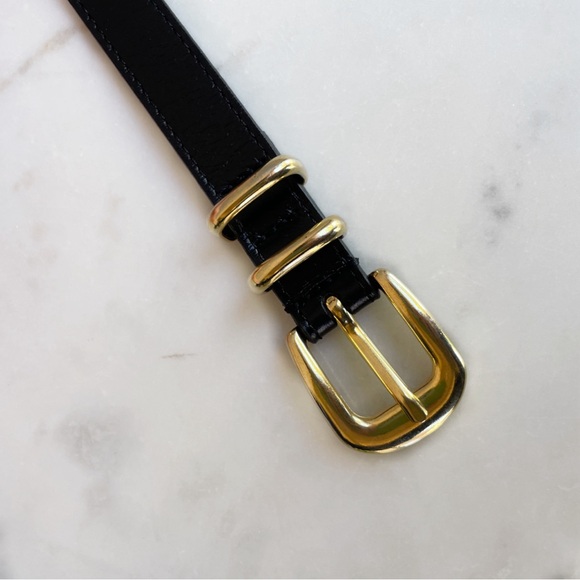 SEZANE Glossy Black Patent Leather Belt Minimalist Classic Slim Livie Belt 85 - Picture 11 of 16